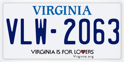 VA license plate VLW2063