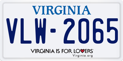 VA license plate VLW2065