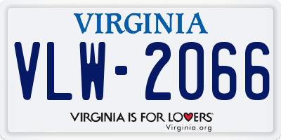 VA license plate VLW2066