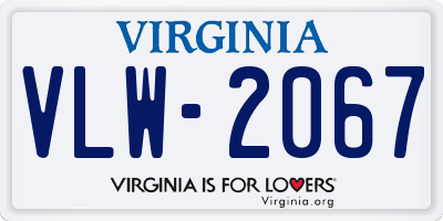 VA license plate VLW2067