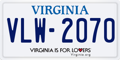 VA license plate VLW2070