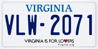 VA license plate VLW2071