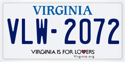 VA license plate VLW2072