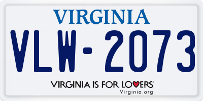 VA license plate VLW2073