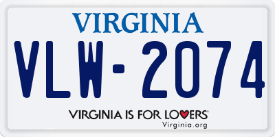 VA license plate VLW2074