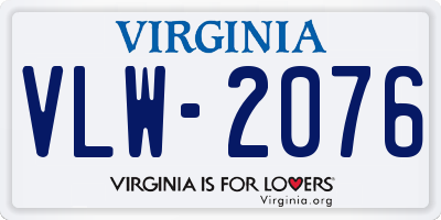 VA license plate VLW2076