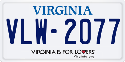 VA license plate VLW2077