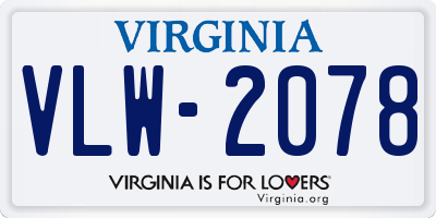 VA license plate VLW2078