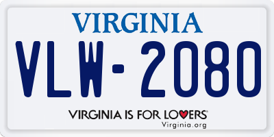 VA license plate VLW2080