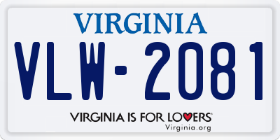 VA license plate VLW2081