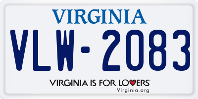 VA license plate VLW2083