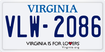 VA license plate VLW2086