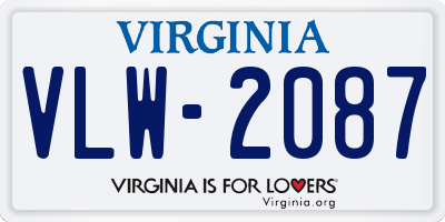 VA license plate VLW2087