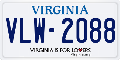 VA license plate VLW2088