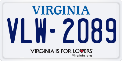 VA license plate VLW2089