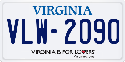 VA license plate VLW2090