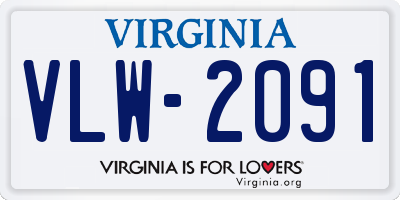 VA license plate VLW2091
