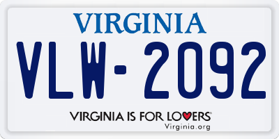 VA license plate VLW2092