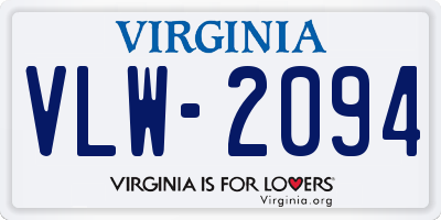 VA license plate VLW2094