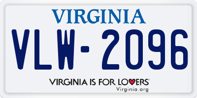 VA license plate VLW2096