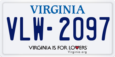 VA license plate VLW2097