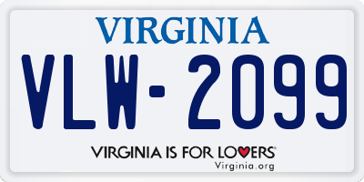 VA license plate VLW2099