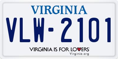 VA license plate VLW2101