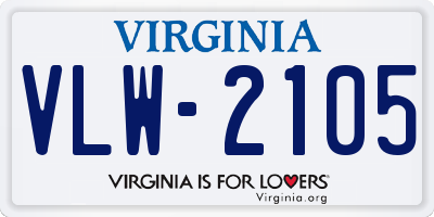 VA license plate VLW2105