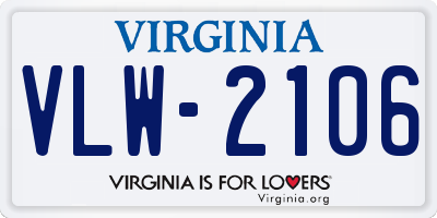 VA license plate VLW2106