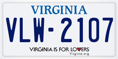 VA license plate VLW2107