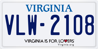 VA license plate VLW2108