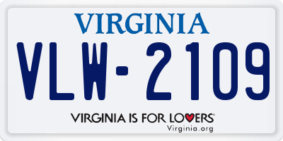 VA license plate VLW2109