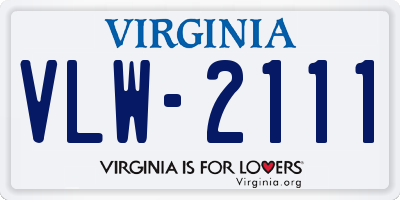 VA license plate VLW2111