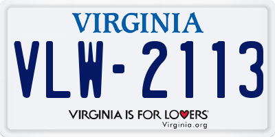 VA license plate VLW2113