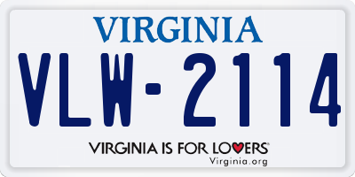 VA license plate VLW2114