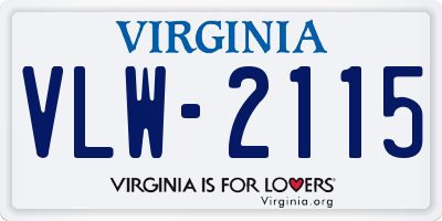 VA license plate VLW2115