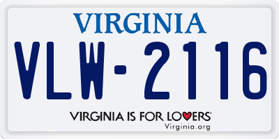 VA license plate VLW2116