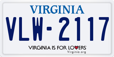 VA license plate VLW2117