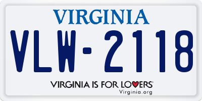 VA license plate VLW2118