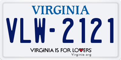 VA license plate VLW2121