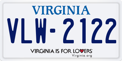 VA license plate VLW2122