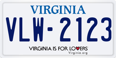 VA license plate VLW2123