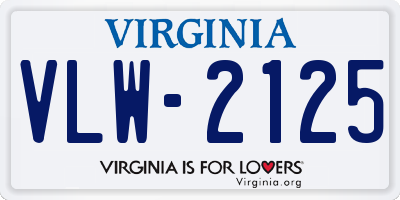 VA license plate VLW2125