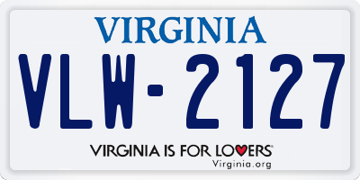 VA license plate VLW2127