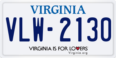 VA license plate VLW2130