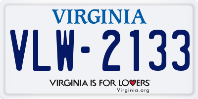 VA license plate VLW2133