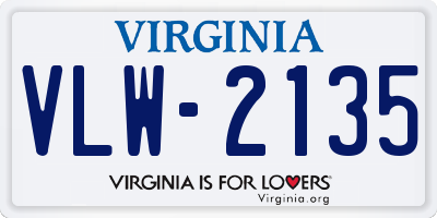 VA license plate VLW2135