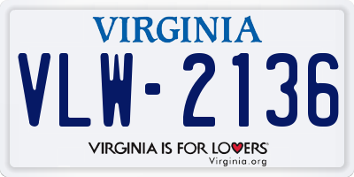 VA license plate VLW2136