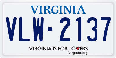 VA license plate VLW2137