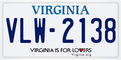 VA license plate VLW2138